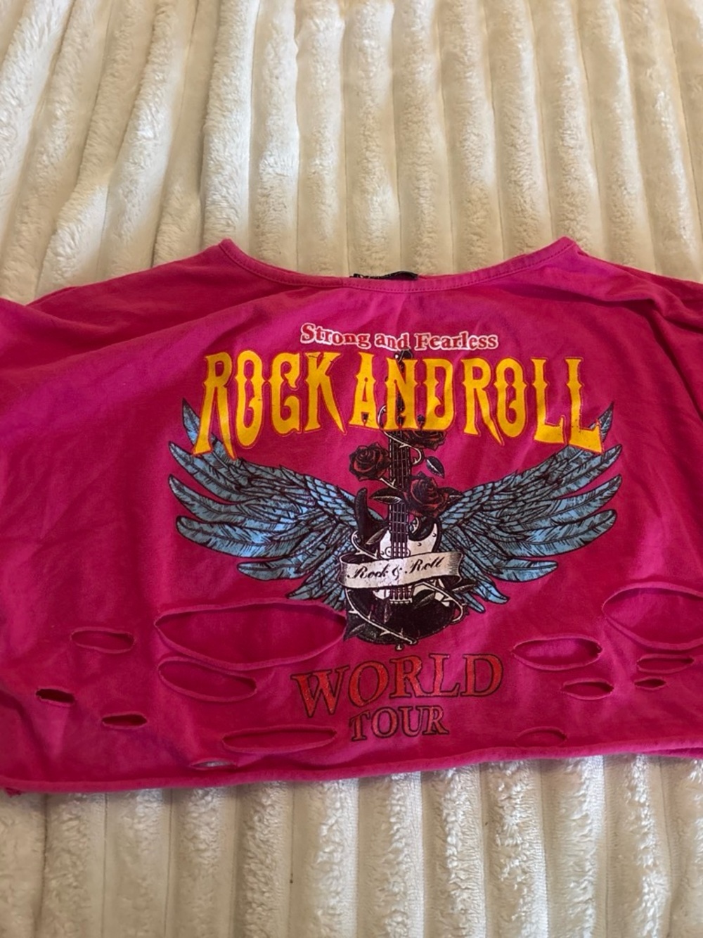 Y2K cropped rock and roll t-shirt